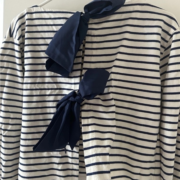J. Crew Navy and White Striped Bow Back Blouse - Picture 8 of 8
